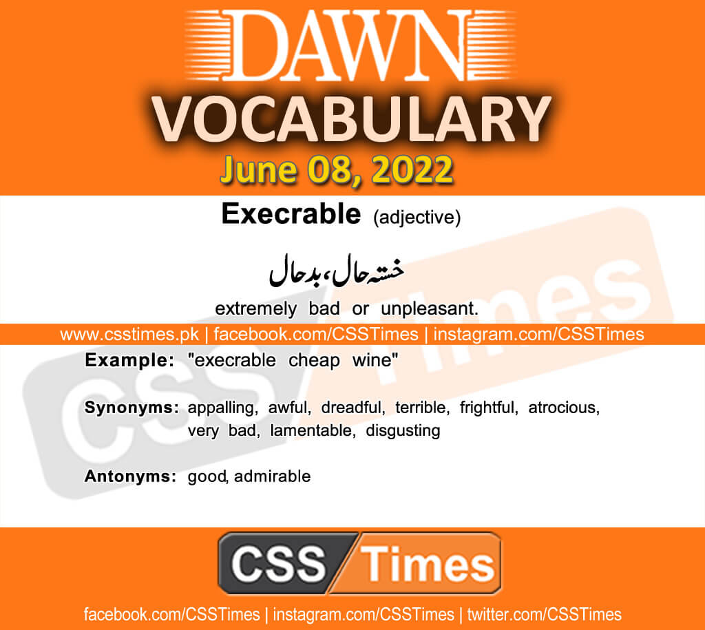 Daily DAWN News Vocabulary with Urdu Meaning (08 June 2022)