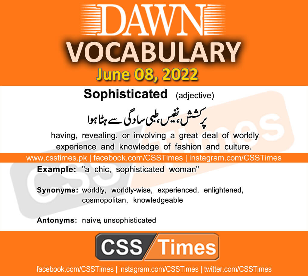 Daily DAWN News Vocabulary with Urdu Meaning (08 June 2022)