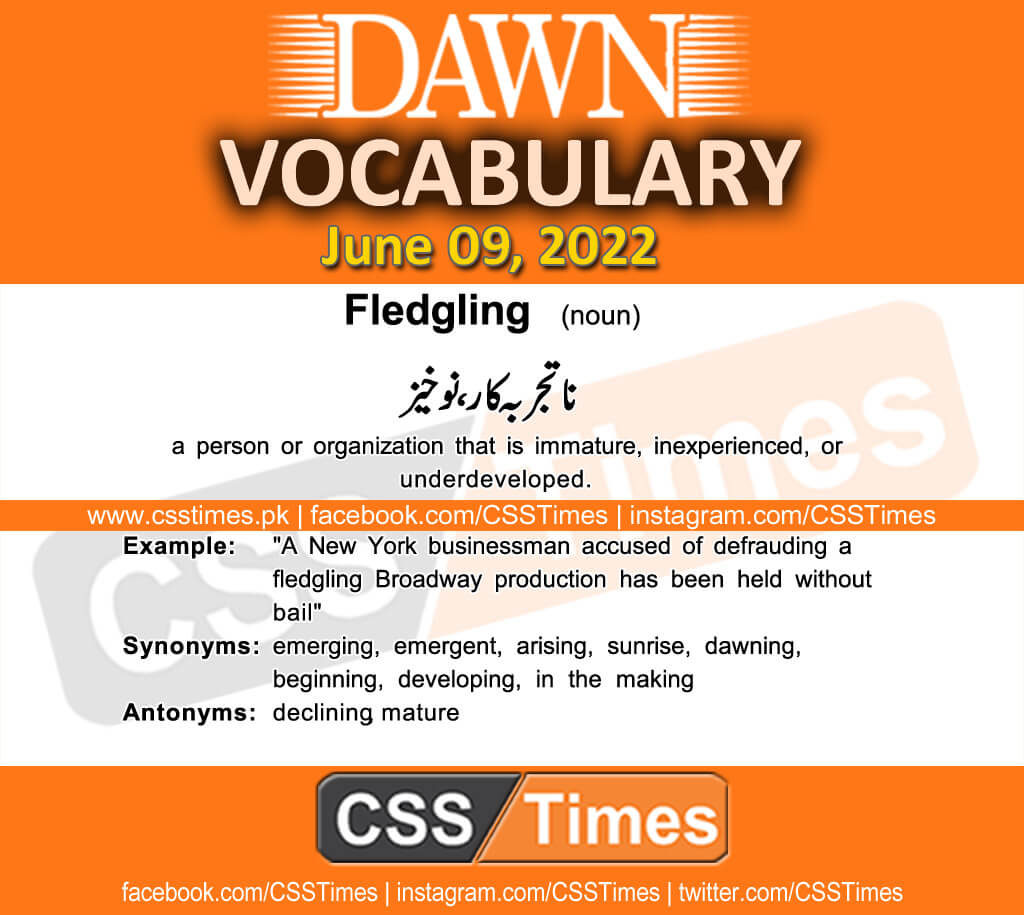 Daily DAWN News Vocabulary with Urdu Meaning (09 June 2022)