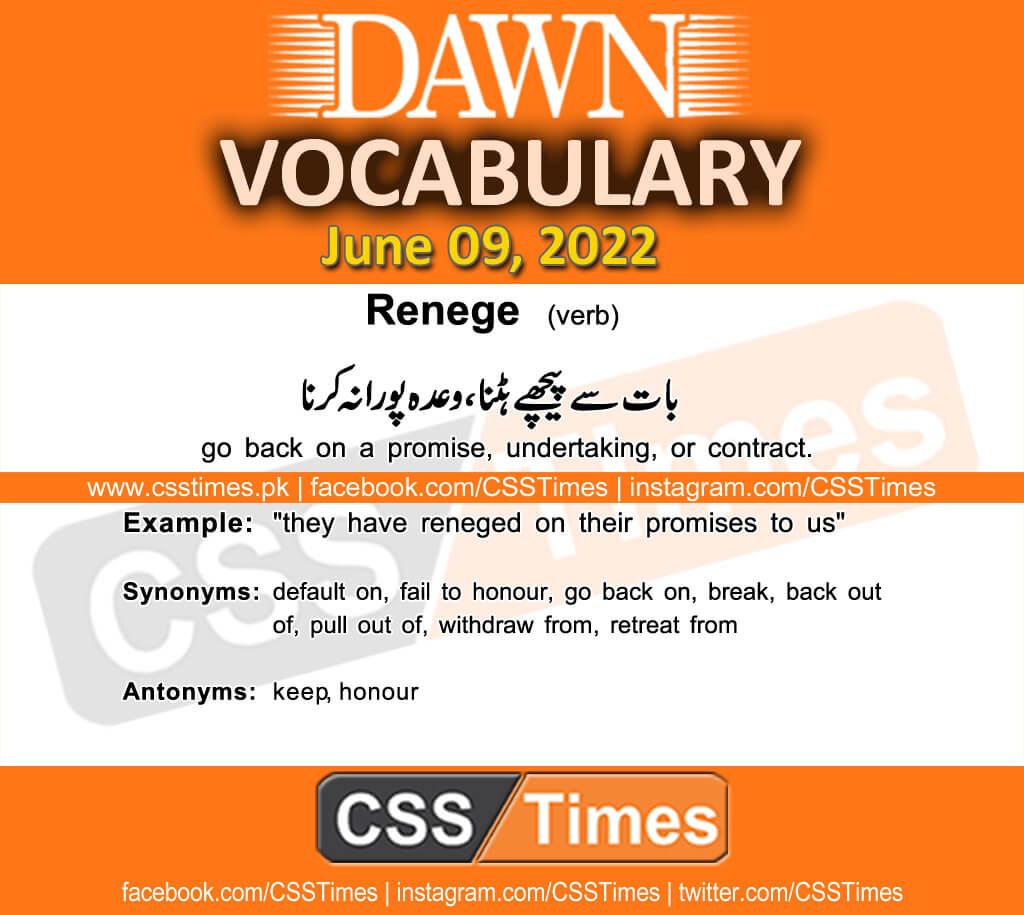 Daily DAWN News Vocabulary with Urdu Meaning (09 June 2022)