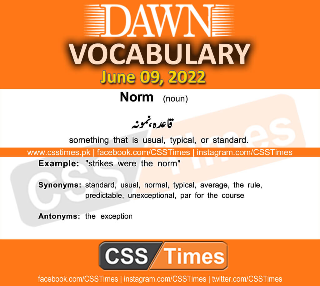 Daily DAWN News Vocabulary with Urdu Meaning (09 June 2022)