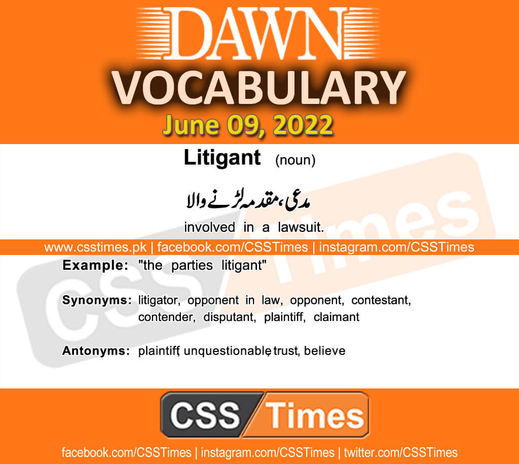 Daily DAWN News Vocabulary with Urdu Meaning (09 June 2022)