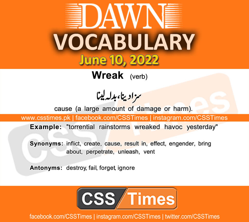 Daily DAWN News Vocabulary with Urdu Meaning (10 June 2022)