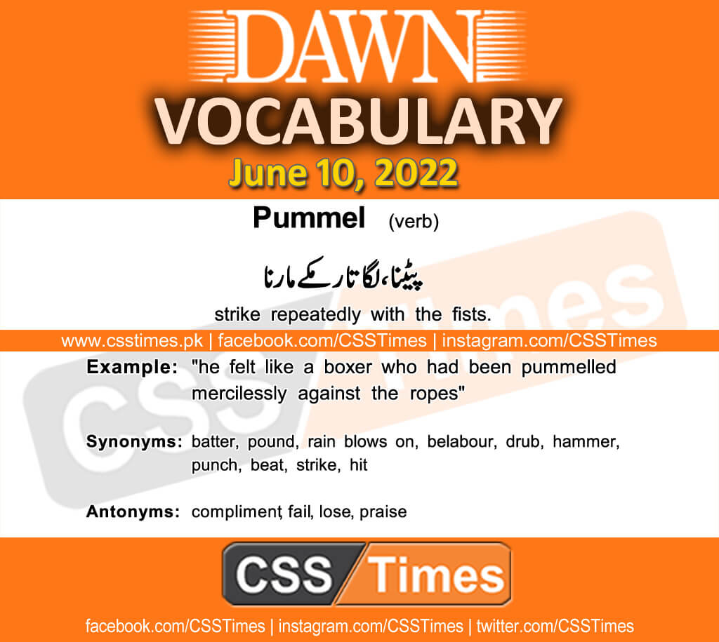 Daily DAWN News Vocabulary with Urdu Meaning (10 June 2022)