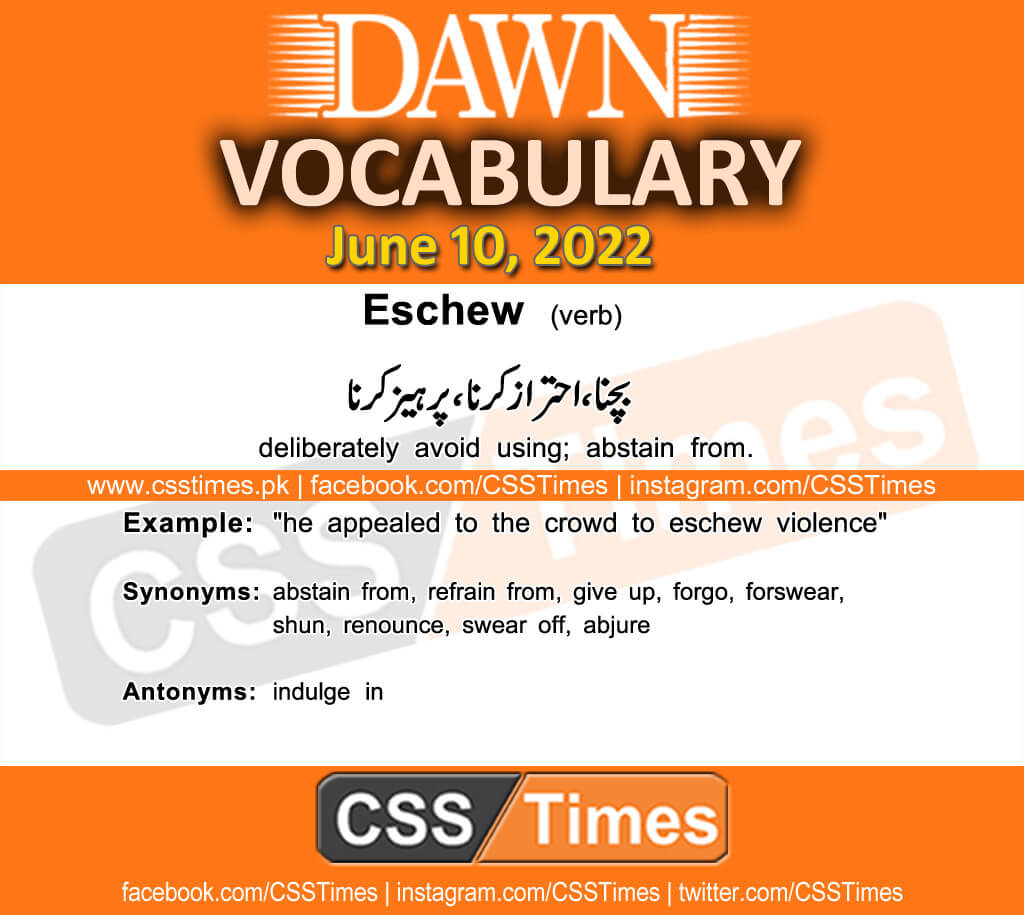 Daily DAWN News Vocabulary with Urdu Meaning (10 June 2022)