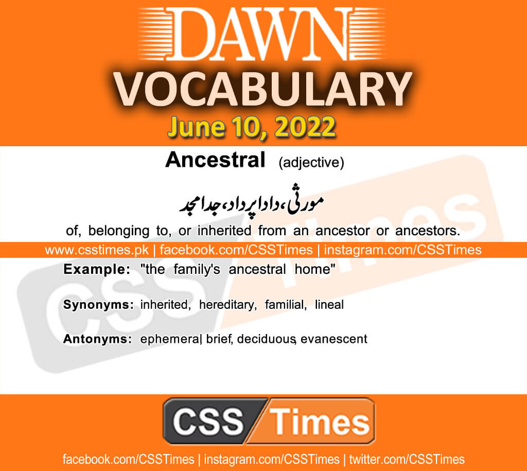 Daily DAWN News Vocabulary with Urdu Meaning (10 June 2022)