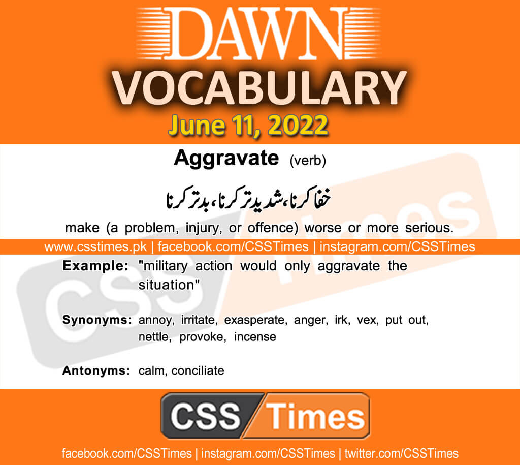 Daily DAWN News Vocabulary with Urdu Meaning (11 June 2022)