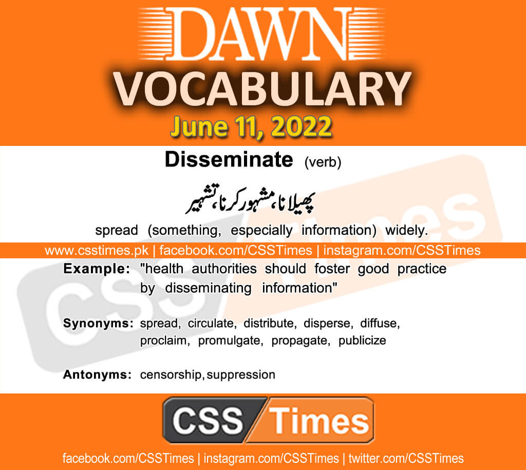 Daily DAWN News Vocabulary with Urdu Meaning (11 June 2022)