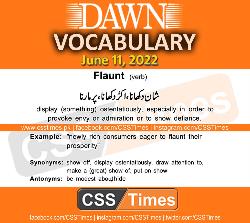 Daily DAWN News Vocabulary with Urdu Meaning (11 June 2022)