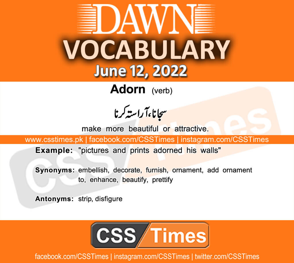 Daily DAWN News Vocabulary with Urdu Meaning (12 June 2022)