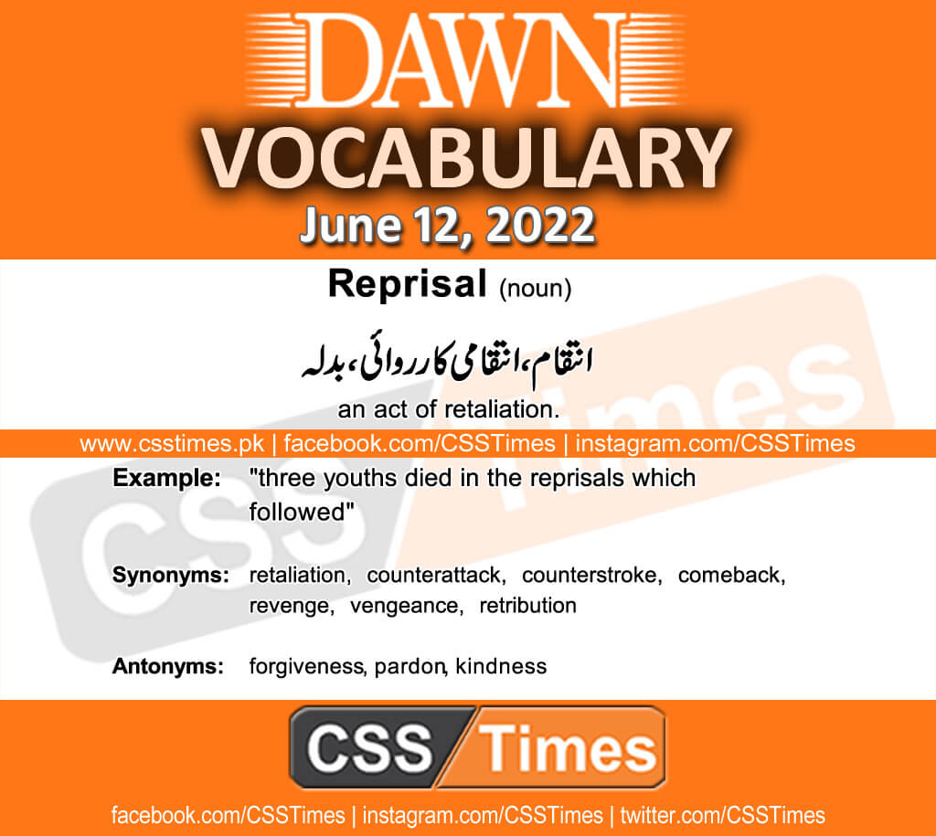 Daily DAWN News Vocabulary with Urdu Meaning (12 June 2022)