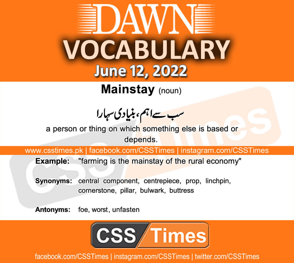 Daily DAWN News Vocabulary with Urdu Meaning (12 June 2022)