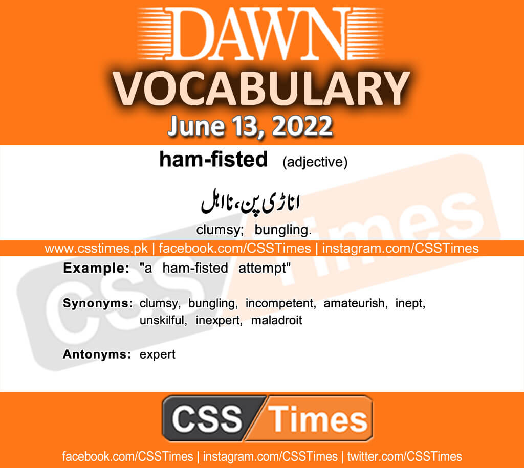 Daily DAWN News Vocabulary with Urdu Meaning (13 June 2022)