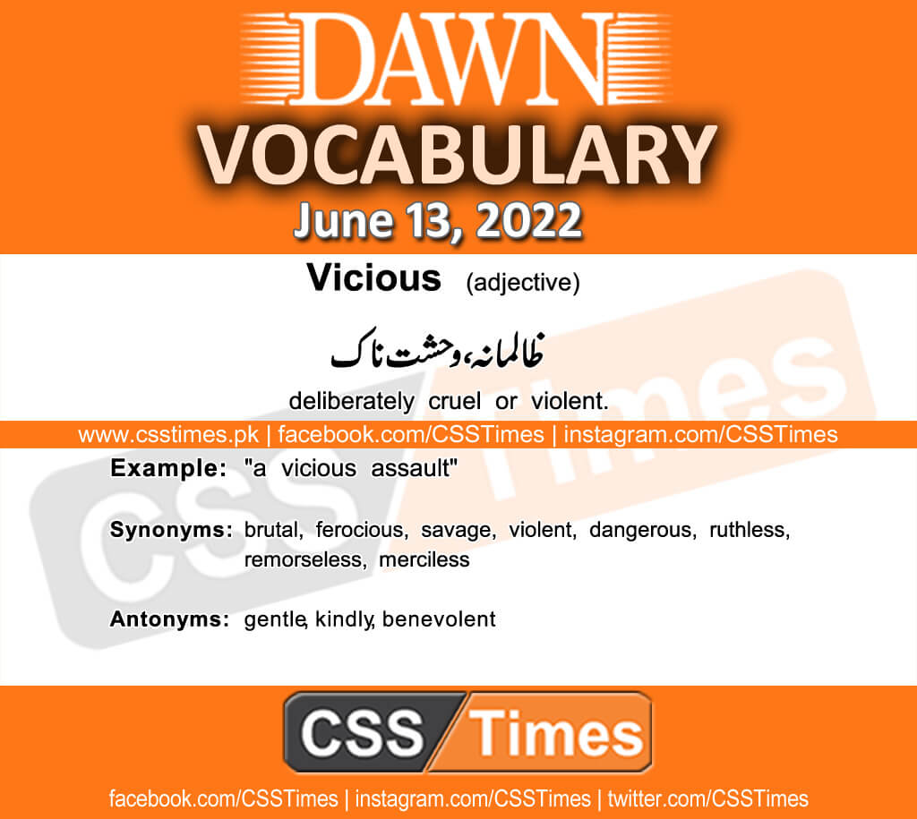 Daily DAWN News Vocabulary with Urdu Meaning (13 June 2022)