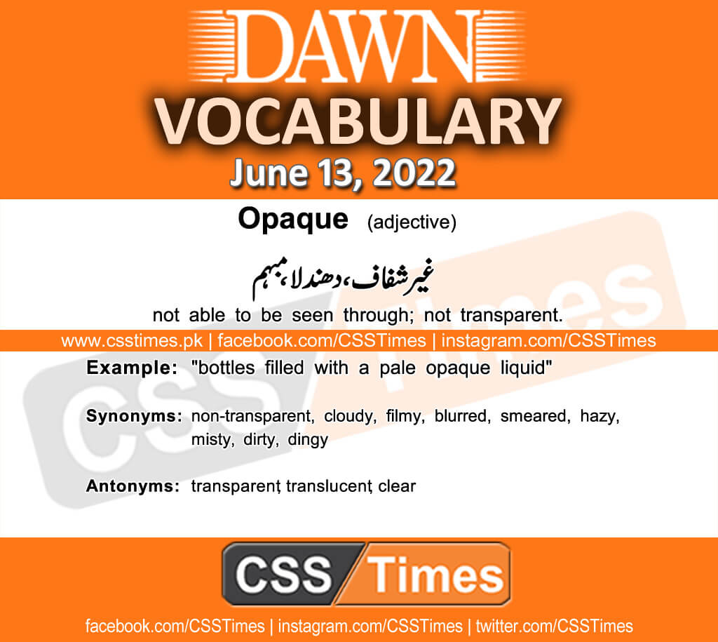 Daily DAWN News Vocabulary with Urdu Meaning (13 June 2022)