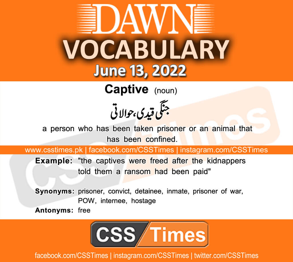 Daily DAWN News Vocabulary with Urdu Meaning (13 June 2022)