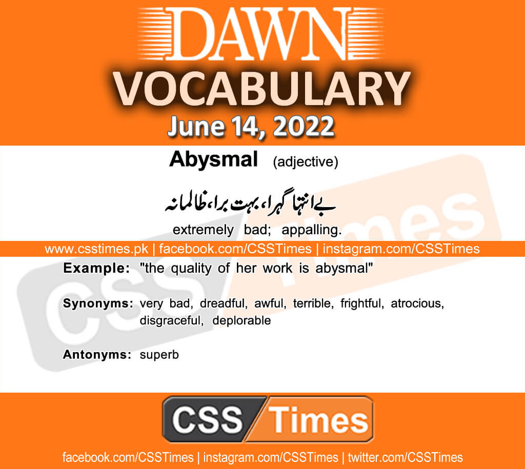 Daily DAWN News Vocabulary with Urdu Meaning (14 June 2022)