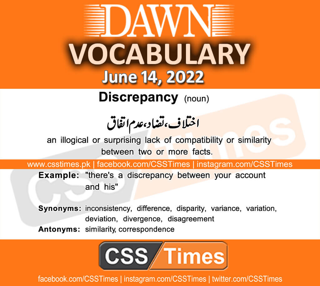 Daily DAWN News Vocabulary with Urdu Meaning (14 June 2022)