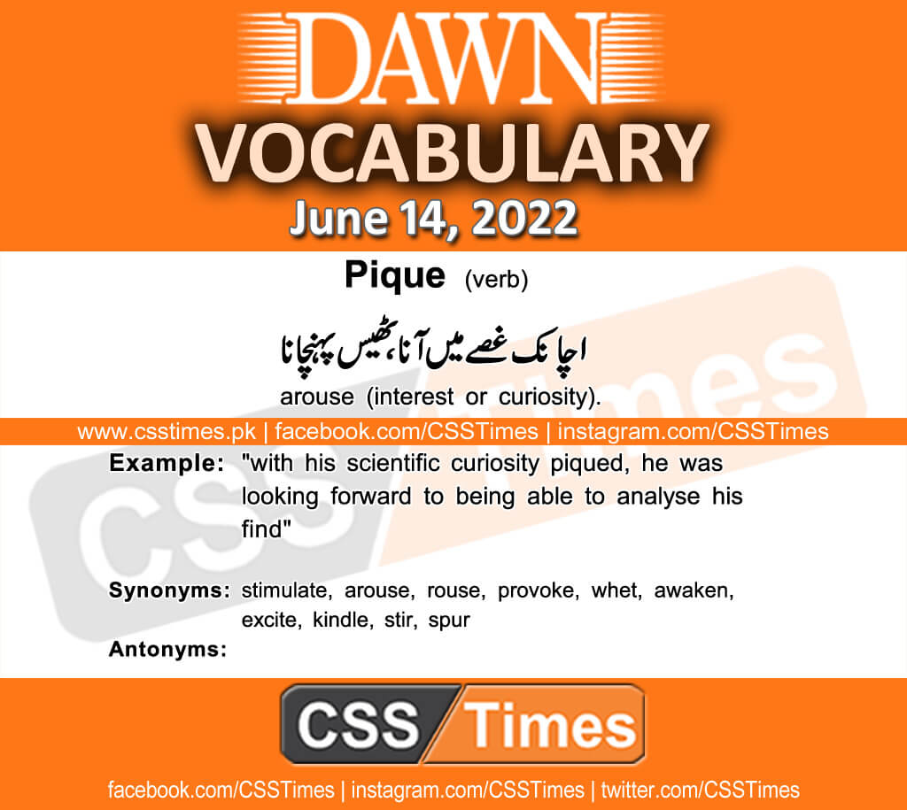 Daily DAWN News Vocabulary with Urdu Meaning (14 June 2022)