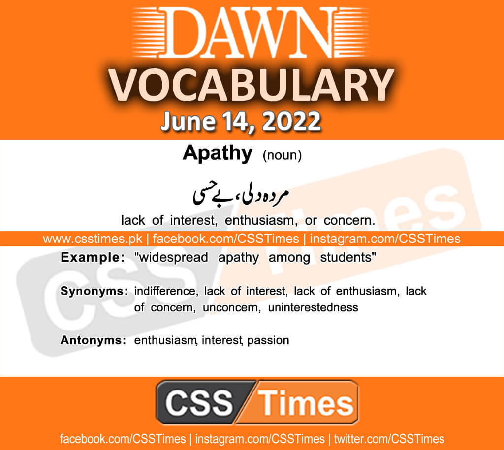 Daily DAWN News Vocabulary with Urdu Meaning (14 June 2022)