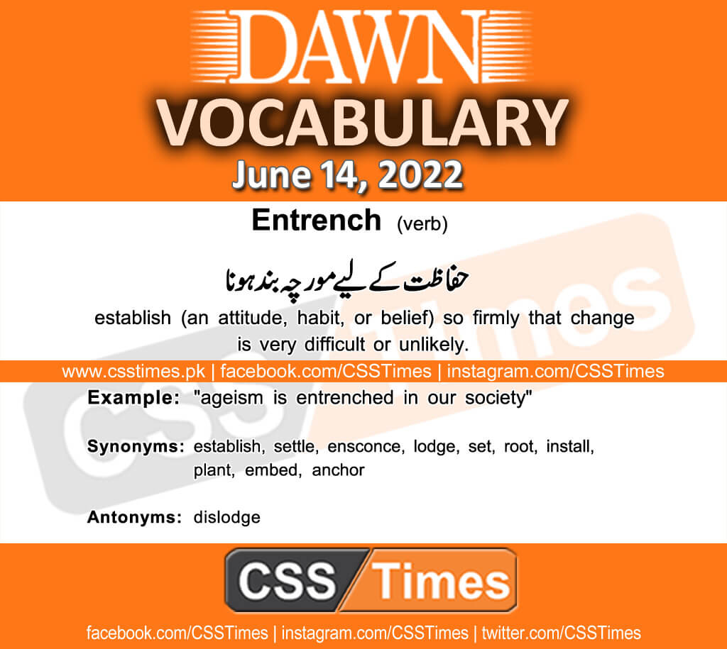Daily DAWN News Vocabulary with Urdu Meaning (14 June 2022)