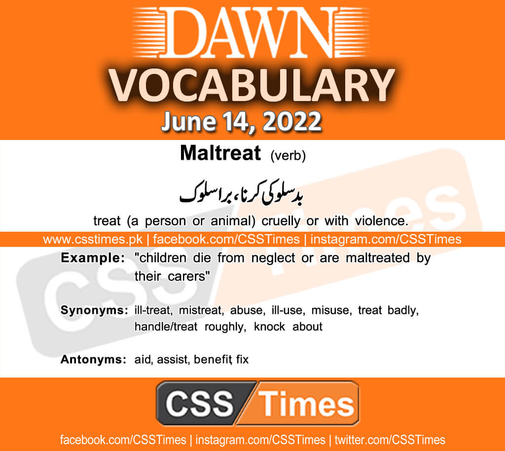 Daily DAWN News Vocabulary with Urdu Meaning (14 June 2022)