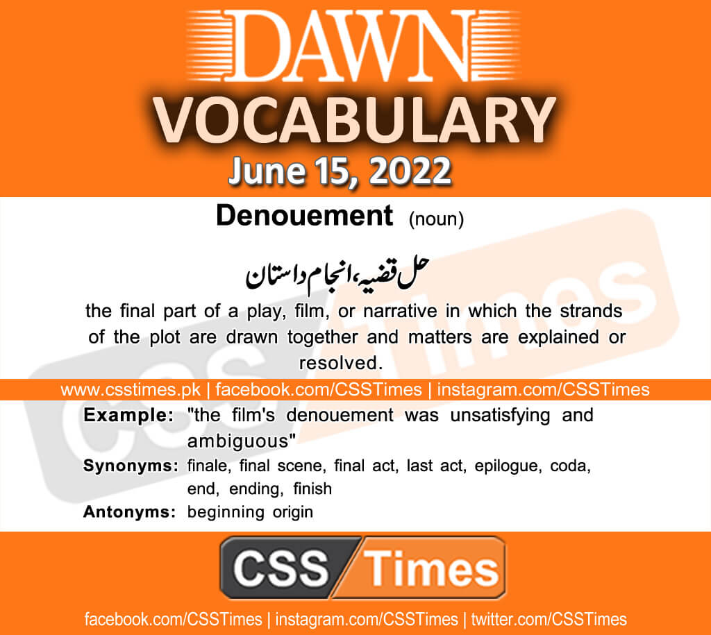 Daily DAWN News Vocabulary with Urdu Meaning (15 June 2022)