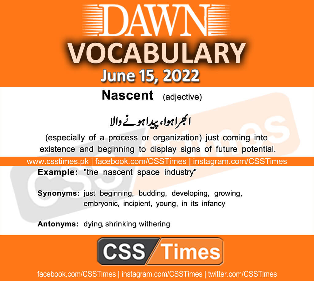 Daily DAWN News Vocabulary with Urdu Meaning (15 June 2022)