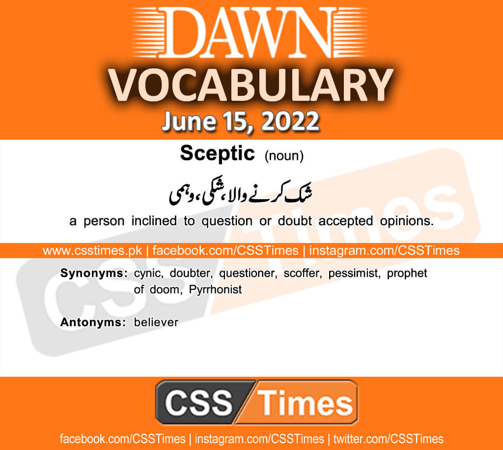 Daily DAWN News Vocabulary with Urdu Meaning (15 June 2022)