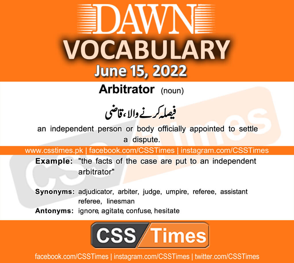 Daily DAWN News Vocabulary with Urdu Meaning (15 June 2022)