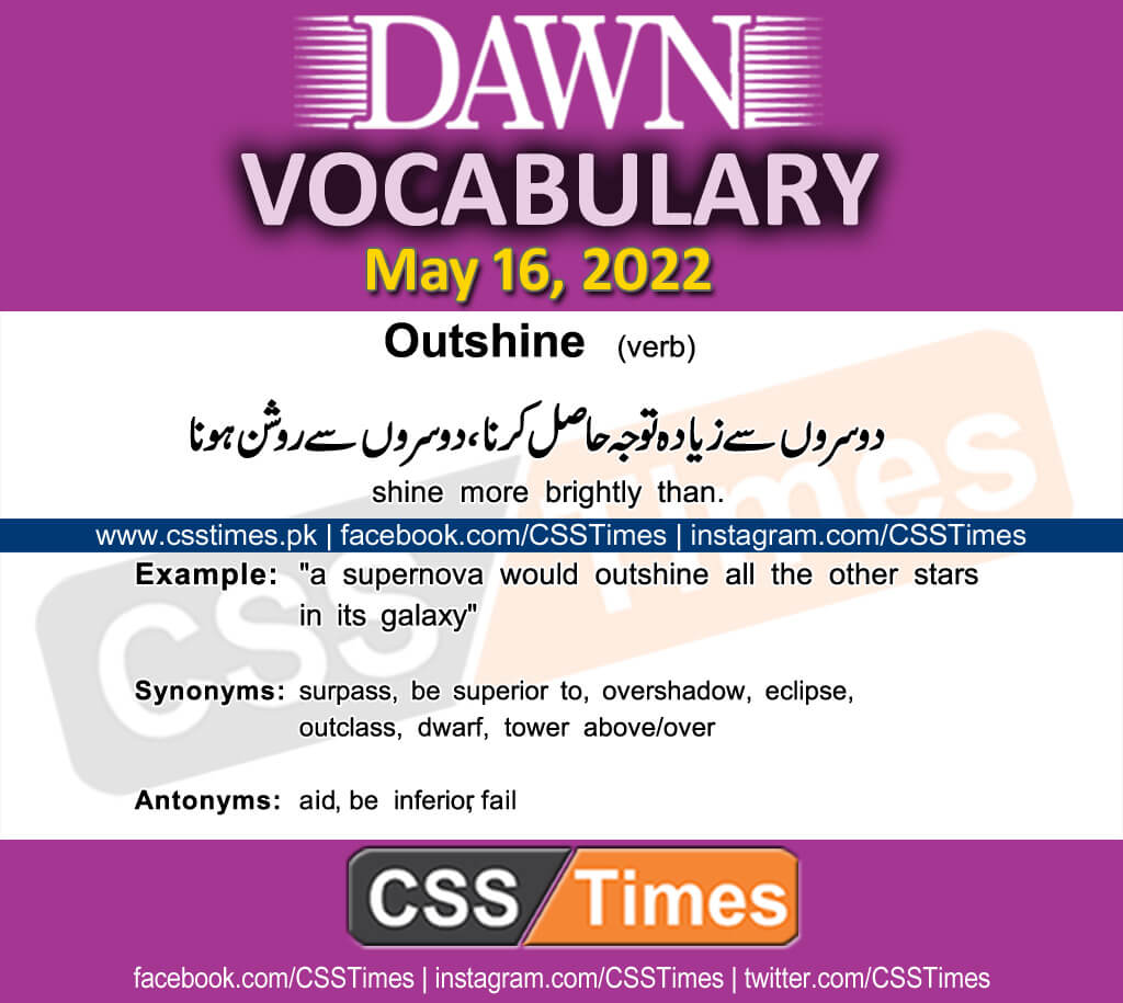 Daily DAWN News Vocabulary with Urdu Meaning (16 May 2022)