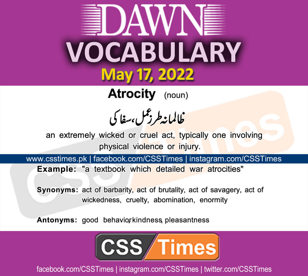 Daily DAWN News Vocabulary with Urdu Meaning (17 May 2022)