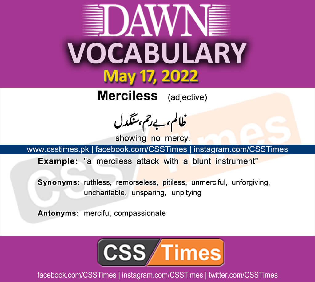 Daily DAWN News Vocabulary with Urdu Meaning (17 May 2022)