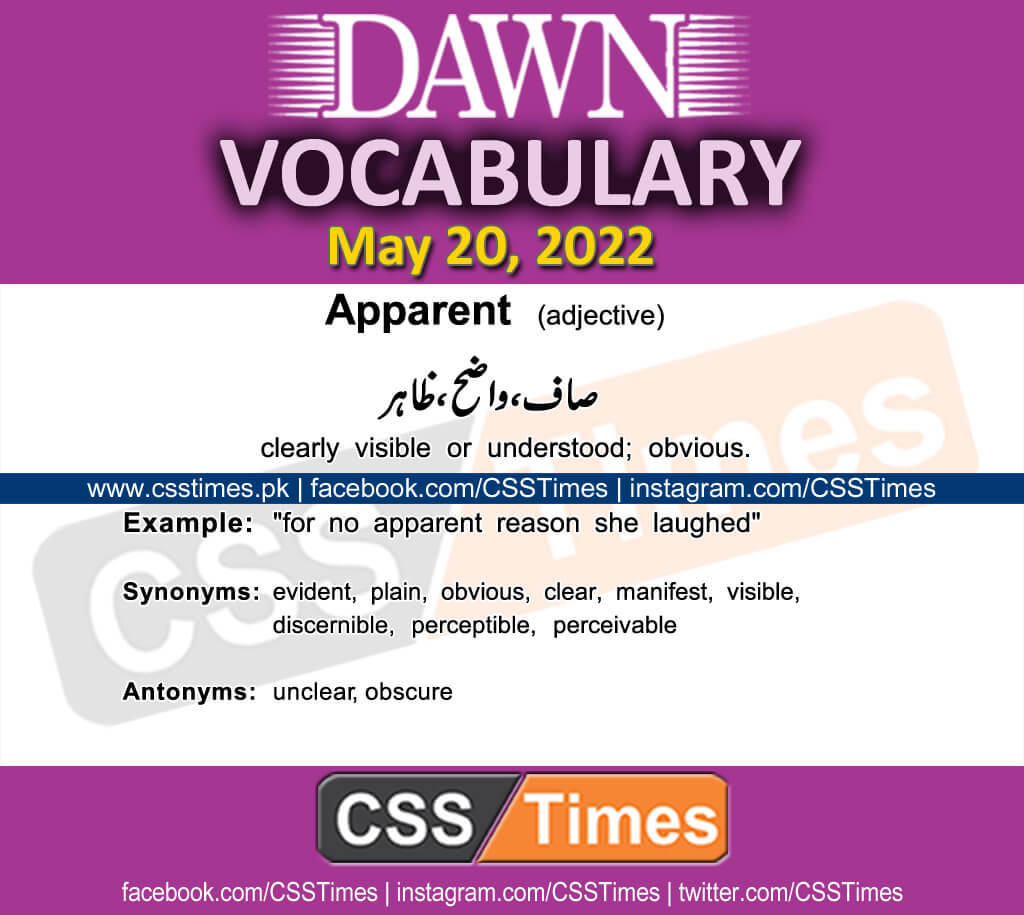 Daily DAWN News Vocabulary with Urdu Meaning (20 May 2022)