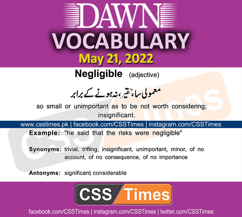 Daily DAWN News Vocabulary with Urdu Meaning (21 May 2022)