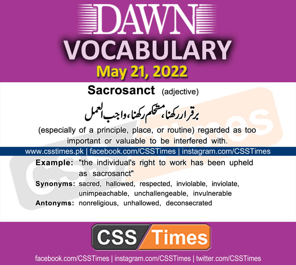 Daily DAWN News Vocabulary with Urdu Meaning (21 May 2022)