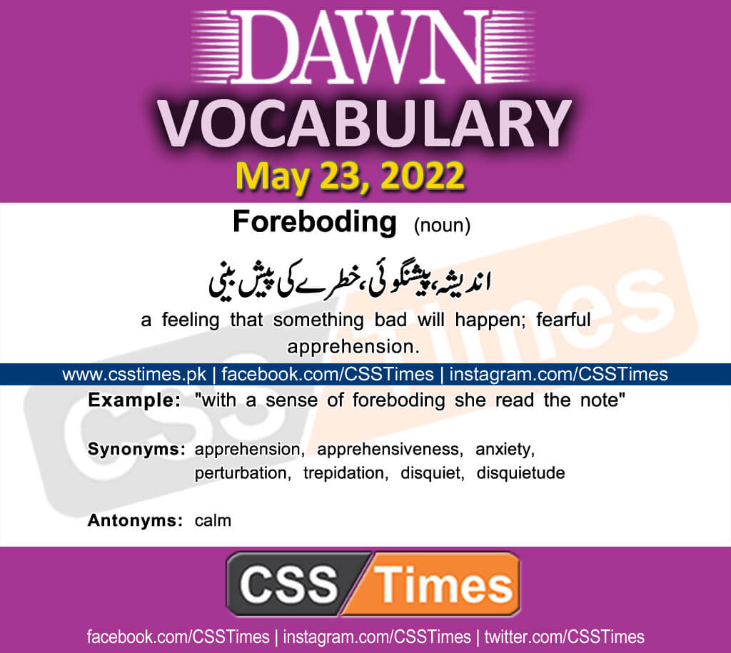 Daily DAWN News Vocabulary with Urdu Meaning (23 May 2022)