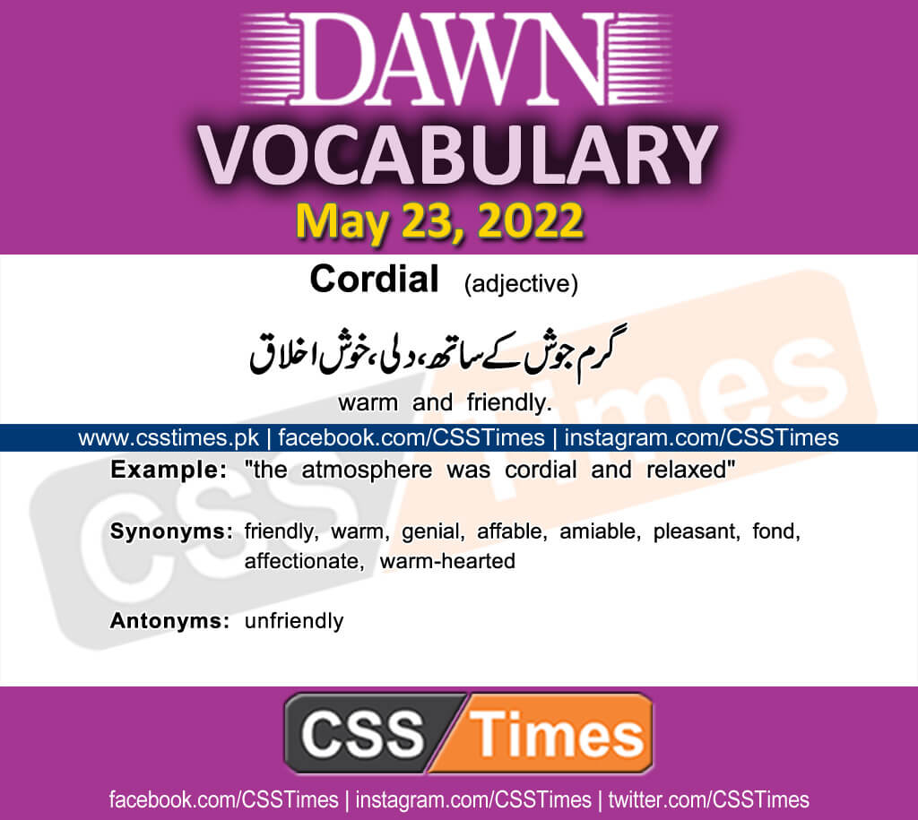 Daily DAWN News Vocabulary with Urdu Meaning (23 May 2022)