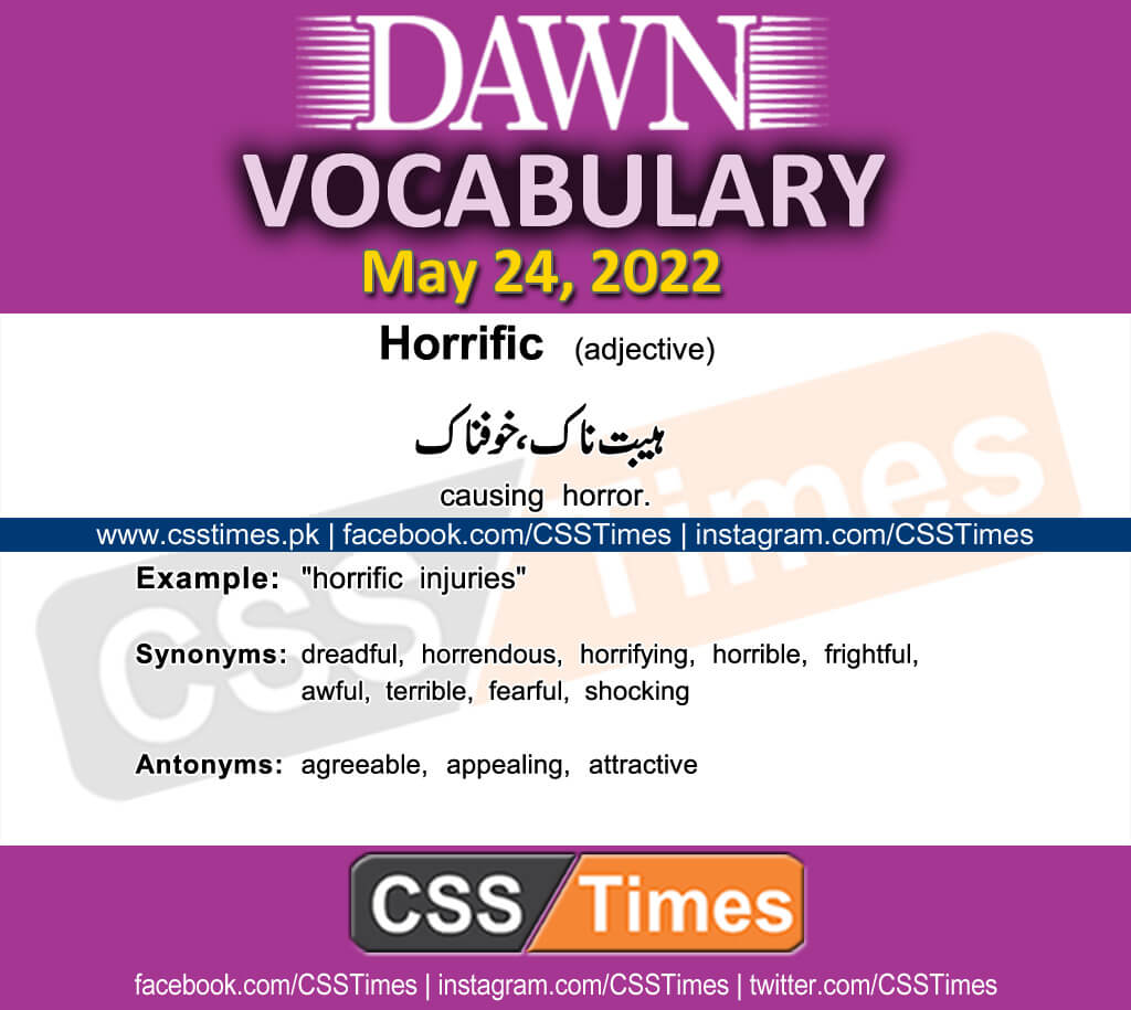 Daily DAWN News Vocabulary with Urdu Meaning (24 May 2022)