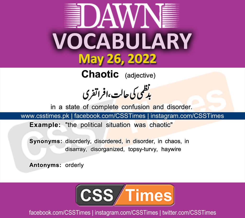 Daily DAWN News Vocabulary with Urdu Meaning (26 May 2022)