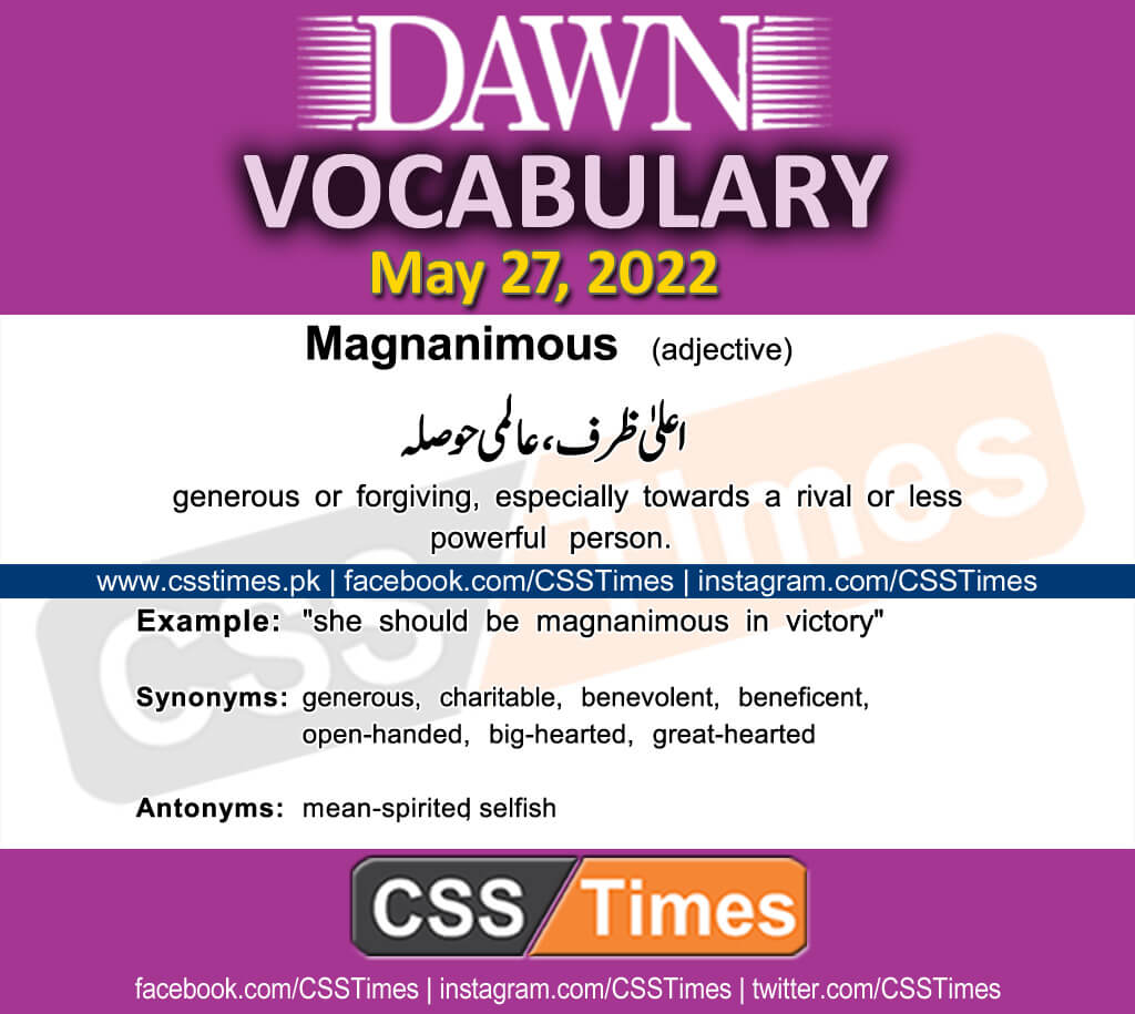 Daily DAWN News Vocabulary with Urdu Meaning (27 May 2022)