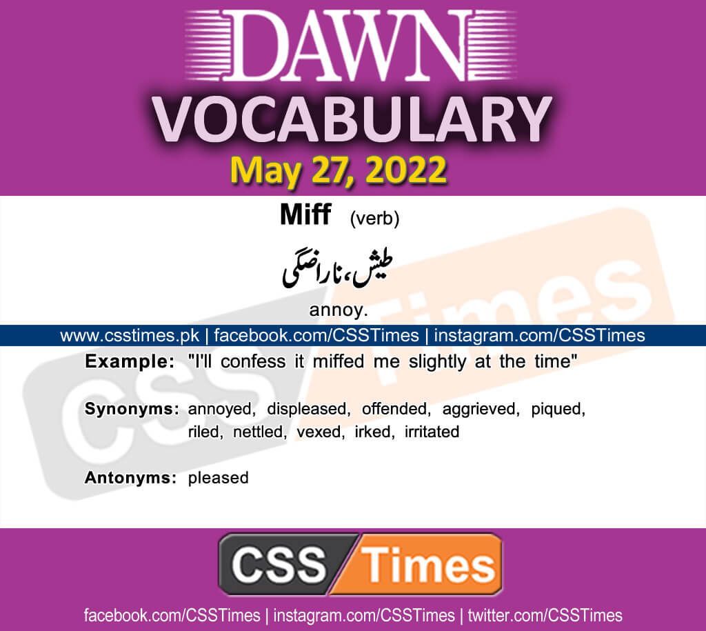 Daily DAWN News Vocabulary with Urdu Meaning (27 May 2022)