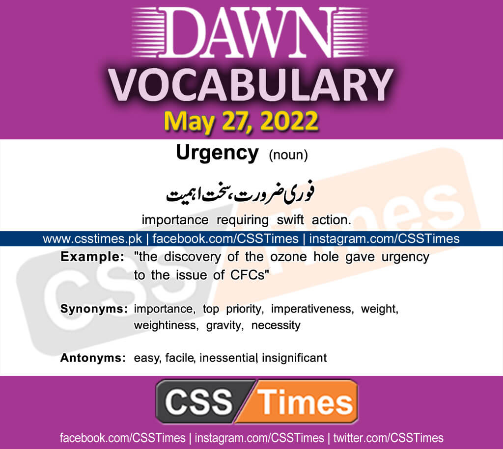 Daily DAWN News Vocabulary with Urdu Meaning (27 May 2022)