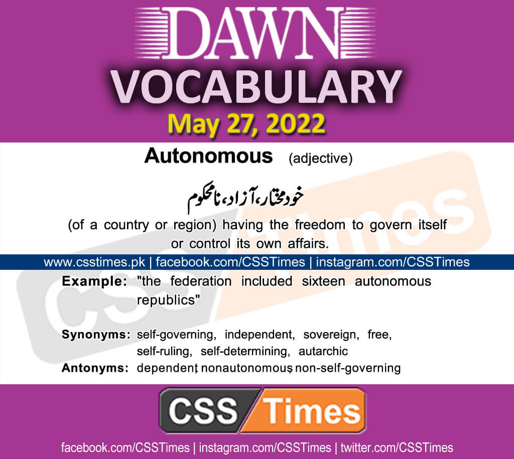 Daily DAWN News Vocabulary with Urdu Meaning (27 May 2022)