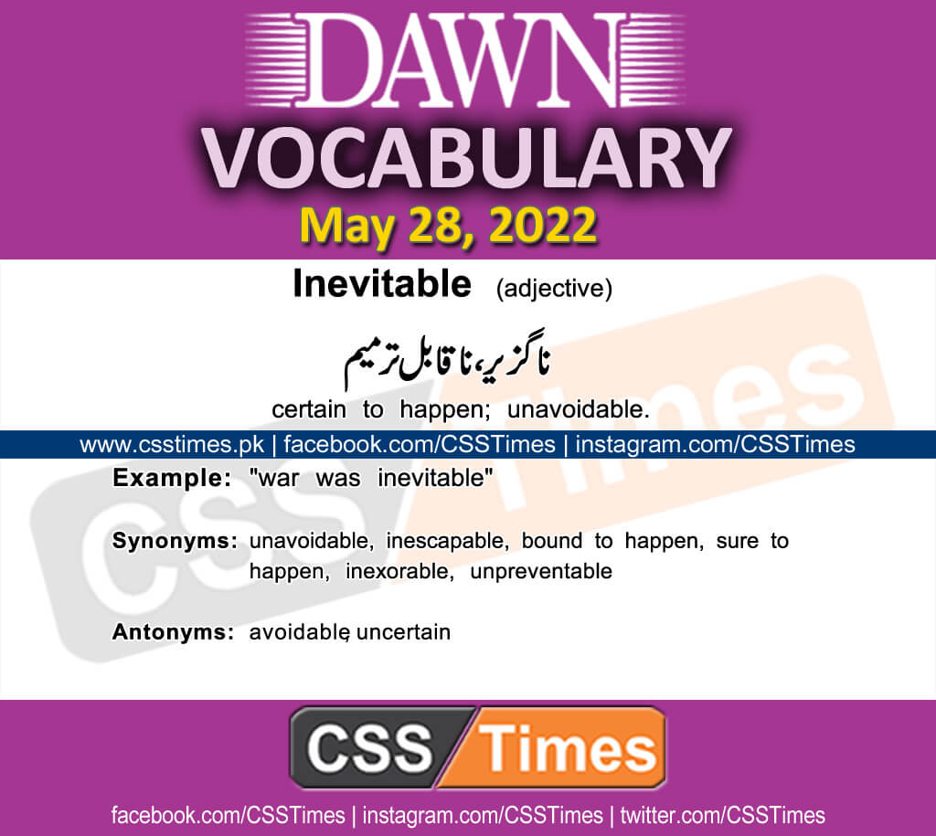 Daily DAWN News Vocabulary with Urdu Meaning (28 May 2022)