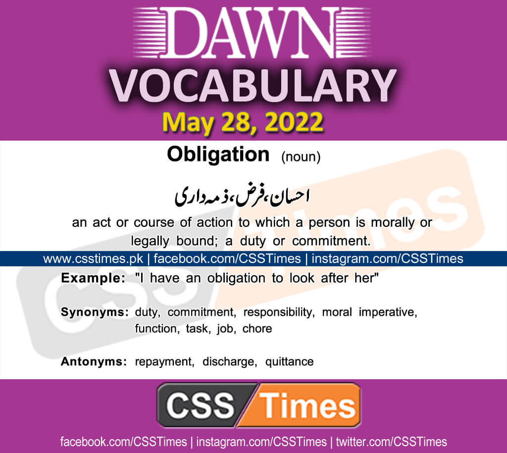 Daily DAWN News Vocabulary with Urdu Meaning (28 May 2022)