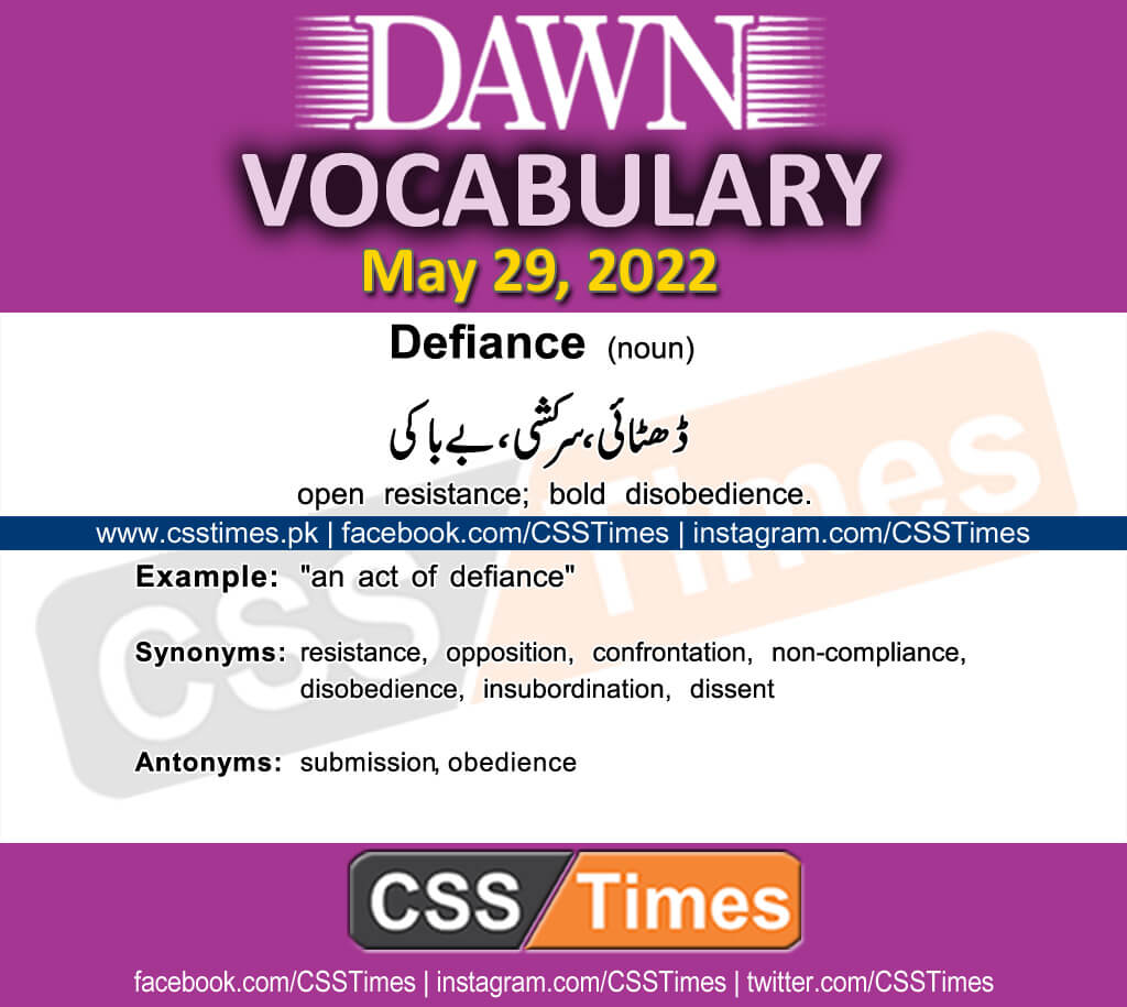 Daily DAWN News Vocabulary with Urdu Meaning (29 May 2022)