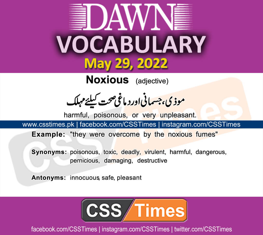 Daily DAWN News Vocabulary with Urdu Meaning (29 May 2022)