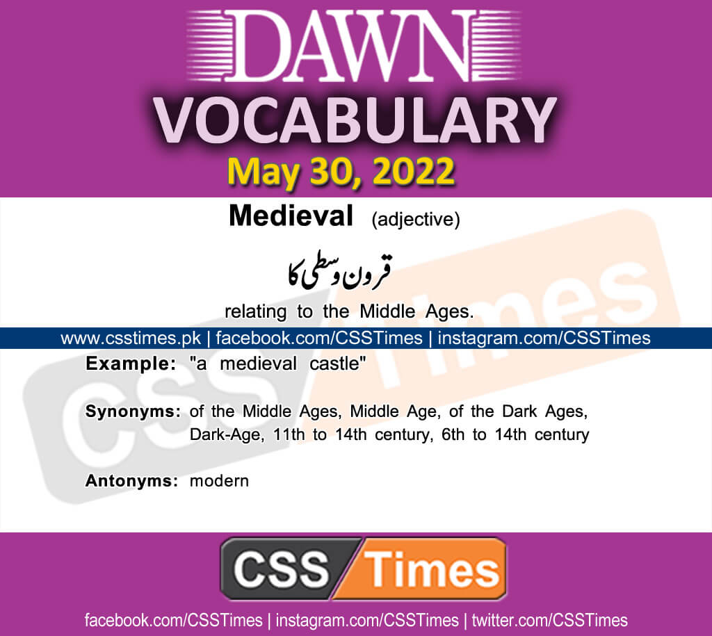 Daily DAWN News Vocabulary with Urdu Meaning (30 May 2022)