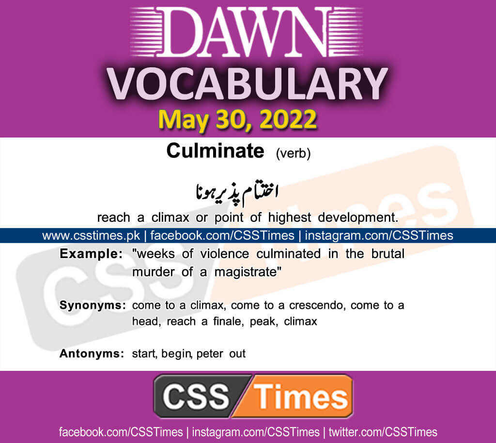 Daily DAWN News Vocabulary with Urdu Meaning (30 May 2022)